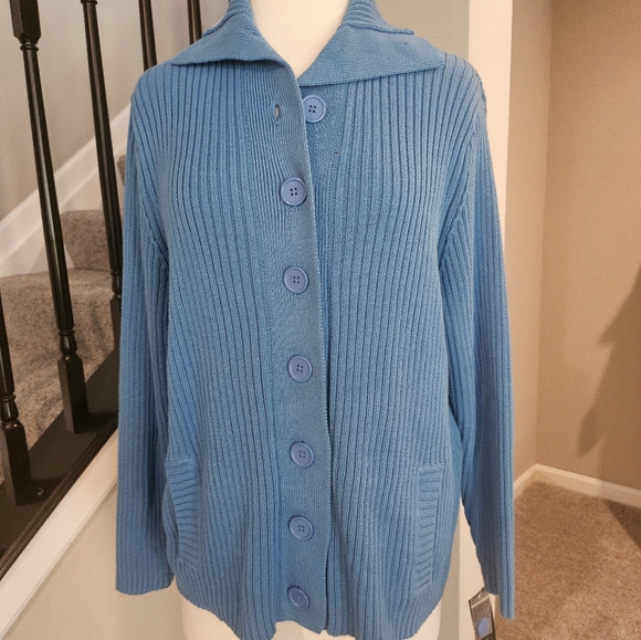 Relativity Woman – Lakeside Blue Ribbed Cardigan Sweater (Size 1X) - Picture 2 of 16